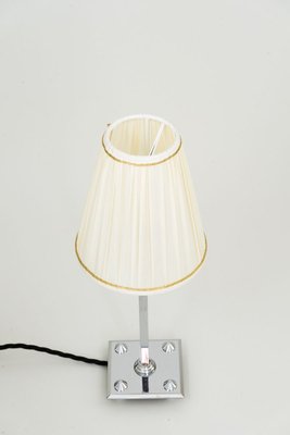 Art Deco Nickel-Plated Brass Table Lamp with Fabric Lampshade, 1920s-SPD-831598