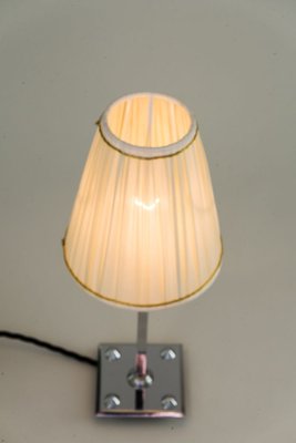 Art Deco Nickel-Plated Brass Table Lamp with Fabric Lampshade, 1920s-SPD-831598