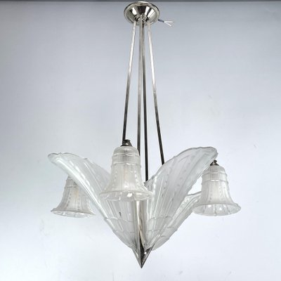 Art Deco Nickel-Plated Ceiling Lamp, 1930s-JUZ-1808257