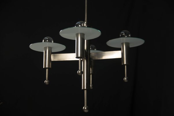 Art Deco Nickel-Plated Chandelier, 1920s-TZ-969235