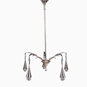 Art Deco Nickel-Plated Chandelier, 1920s-SPD-1811601