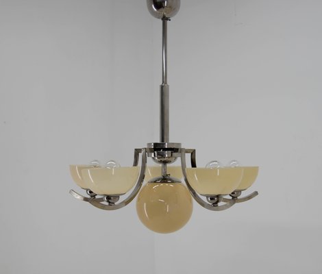 Art Deco Nickel-Plated Chandelier, 1930s-TZ-1386468