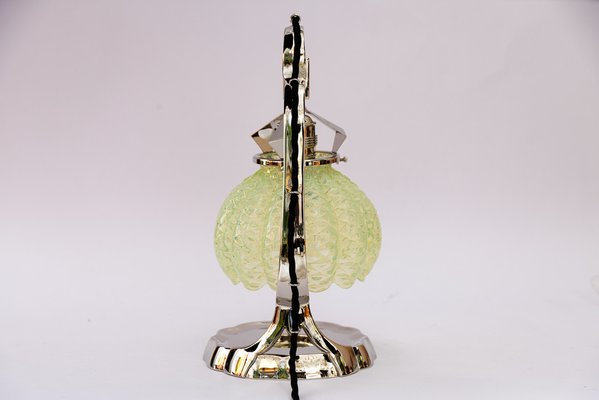 Art Deco Nickel Table Lamp with Opaline Glass Shade, Vienna, 1920s-SPD-1794520