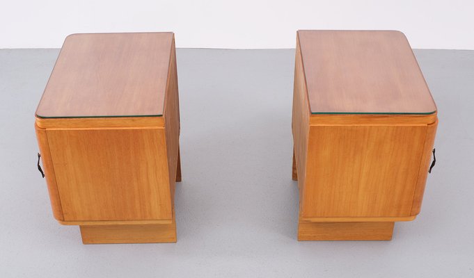 Art Deco Night Stands in Satinwood, Holland, 1930s , Set of 2-GCG-1750142