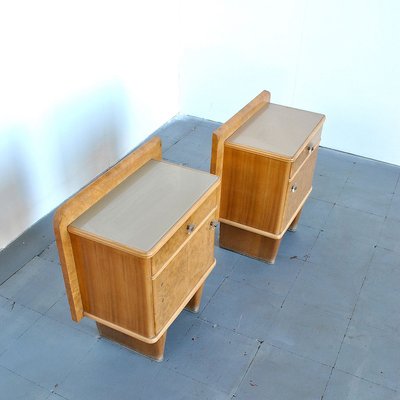 Art Deco Nightstands, 1940s, Set of 2-JQO-857188