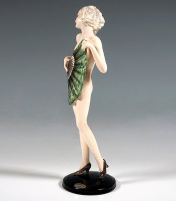 Art Deco Nude with Fan Figurine by Josef Lorenzl for Goldscheider, Vienna, Austria, 1936-EMT-1757306