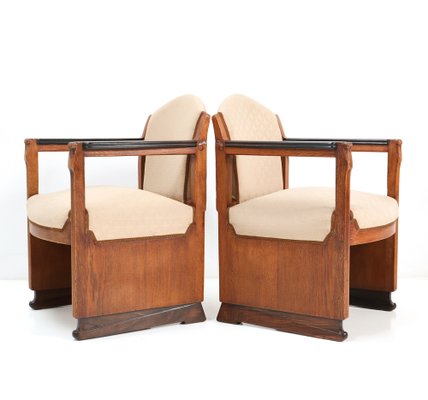 Art Deco Oak Amsterdamse School Armchairs attributed to Hildo Krop for T Woonhuys, Set of 2-MY-1313362