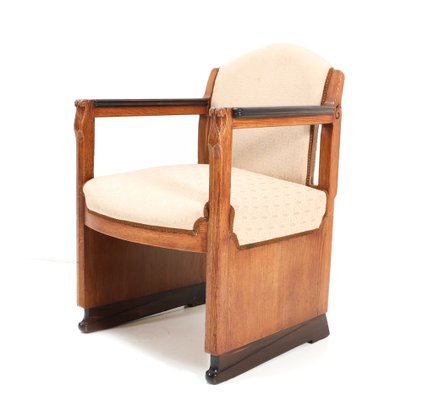 Art Deco Oak Amsterdamse School Armchairs attributed to Hildo Krop for T Woonhuys, Set of 2-MY-1313362