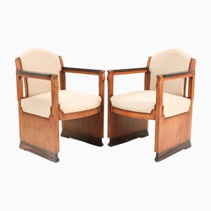 Art Deco Oak Amsterdamse School Armchairs attributed to Hildo Krop for T Woonhuys, Set of 2-MY-1313362