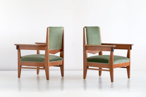 Art Deco Oak and Macassar Ebony Armchairs by Anton Lucas, 1920s, Set of 2-FMT-682748