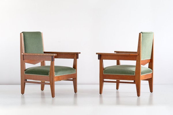 Art Deco Oak and Macassar Ebony Armchairs by Anton Lucas, 1920s, Set of 2-FMT-682748