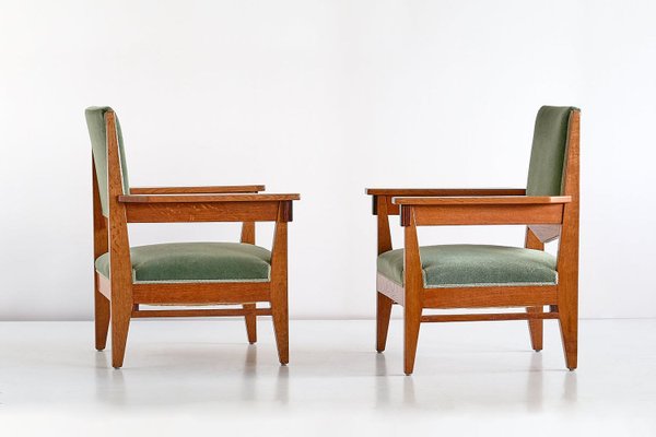 Art Deco Oak and Macassar Ebony Armchairs by Anton Lucas, 1920s, Set of 2-FMT-682748