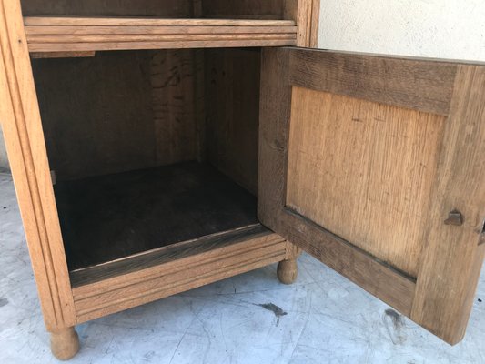 Art Deco Oak Bedside Table with a Marble Top, 1920s-WQQ-1365299