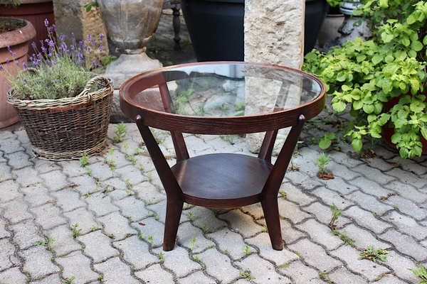 Art Deco Oak Coffee Table Side Table by A. Kropacek for České Umělecké Dílny, 1940s-NB-1071283