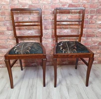 Art Deco Oak Dining Chairs, 1890s, Set of 2-SYO-1807019