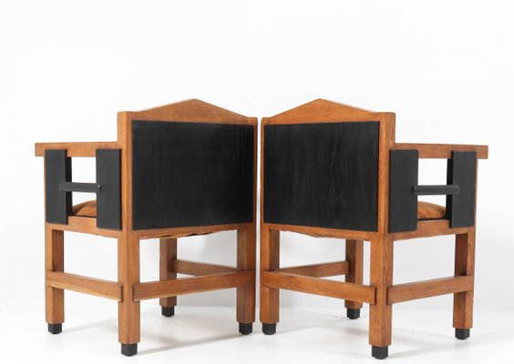 Art Deco Oak Haagse School Armchairs by Jacques Grubben, 1930, Set of 2-MY-1092248