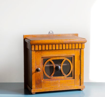 Art Deco Oak Hanging Cabinet with Glass Window, 1920s-BJS-2027006