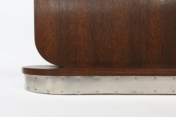 Art Deco Oak Side Table with Glass Top, 1930s-UAK-1427887