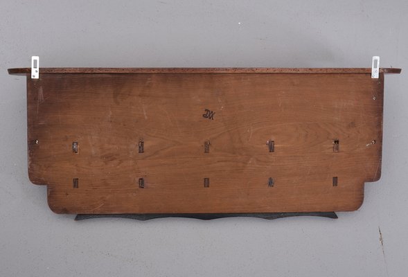 Art Deco Oak Wall Coat Rack, Netherlands, 1925-GCG-1445104