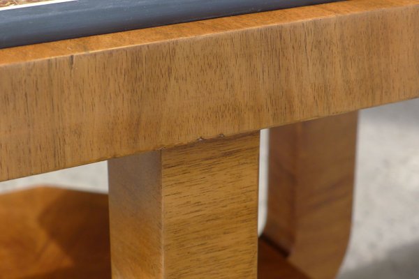 Art Deco Octagonal Coffee Table in Walnut & Marble Top with Geometric Inlays, 1920s-VRE-624007