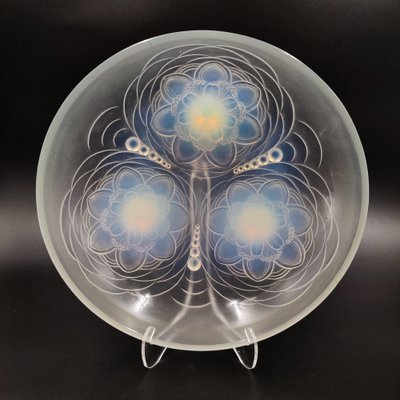 Art Deco Opalescent Glass Bowl with Lotus Flowers and Water Ripples by Sabino, France, 1930s-SAK-1785259