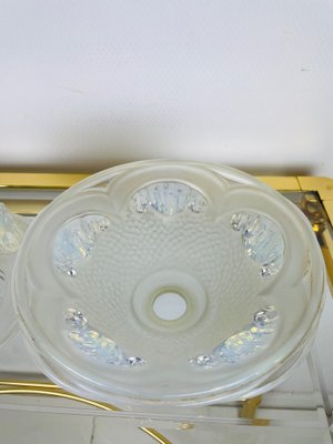 Art Deco Opalescent Pressed Ice Glass Lampshades from Ezan, France, 1930s, Set of 4-WQJ-1704726