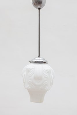 Art Deco Opaline Milk Glass Skyscraper Pendant-KL-1252132