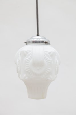 Art Deco Opaline Milk Glass Skyscraper Pendant-KL-1252132