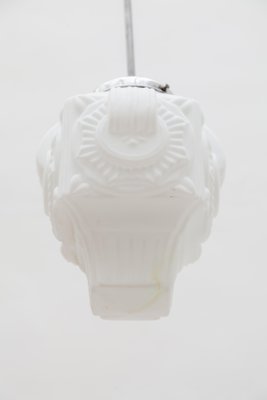 Art Deco Opaline Milk Glass Skyscraper Pendant-KL-1252132