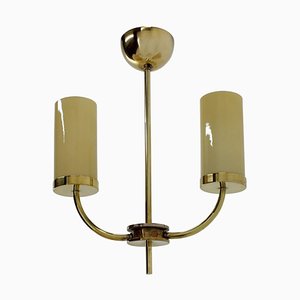 Art Deco or Bauhaus Brass Pendant Lamp, 1930s-TZ-933429