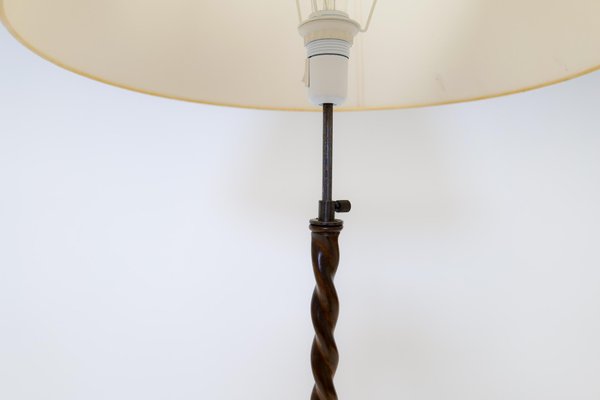 Art Deco Organic Swirl Floor Lamp in Stained Birch, Sweden, 1940s-UYK-1229955