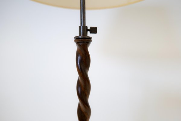 Art Deco Organic Swirl Floor Lamp in Stained Birch, Sweden, 1940s-UYK-1229955