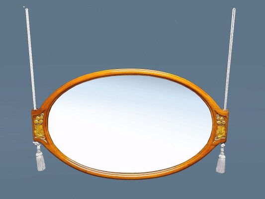 Art Deco Oval Mirror in Carved Mahogany-AWH-809045