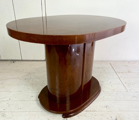 Art Deco Oval-Shaped Mahogany Side Table or Coffee Table-WZZ-901028