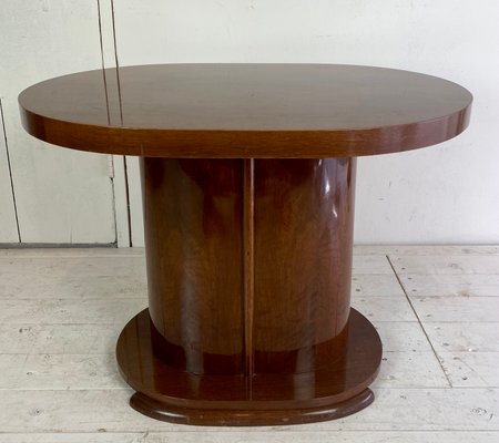 Art Deco Oval-Shaped Mahogany Side Table or Coffee Table-WZZ-901028