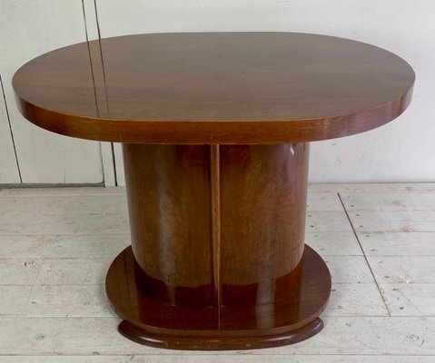 Art Deco Oval-Shaped Mahogany Side Table or Coffee Table-WZZ-901028