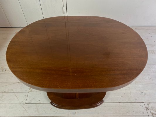 Art Deco Oval-Shaped Mahogany Side Table or Coffee Table-WZZ-901028