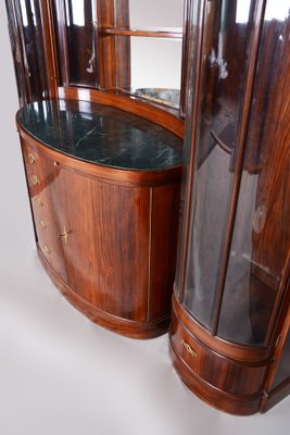 Art Deco Oval-Shaped Sideboard in Rosewood & Original Glass and Mirror, Czech, 1920s-WHY-1778015