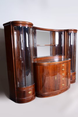 Art Deco Oval-Shaped Sideboard in Rosewood & Original Glass and Mirror, Czech, 1920s-WHY-1778015