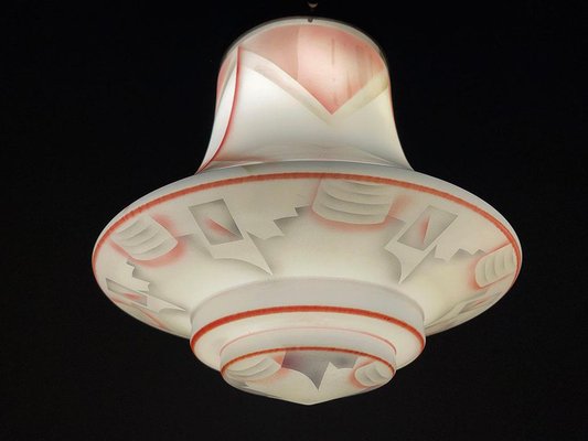 Art Deco Painted Milk Glass Pendant Lamp, 1920s-UCH-1298088