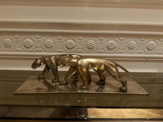 Art Deco Panther Sculpture in Brass-JG-1812995