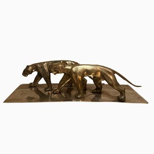 Art Deco Panther Sculpture in Brass-JG-1812995