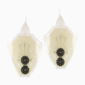 Art Deco Pastel-Colored Glass & Burnished Bronze Sconces by Paolo Buffa for Strada Milano, 1940s, Set of 2-NJV-857202