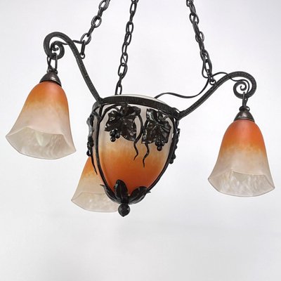 Art Deco Pate De Verre Ceiling Lamp attributed to Schneider, 1930s-JUZ-1740034