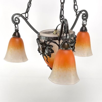 Art Deco Pate De Verre Ceiling Lamp attributed to Schneider, 1930s-JUZ-1740034