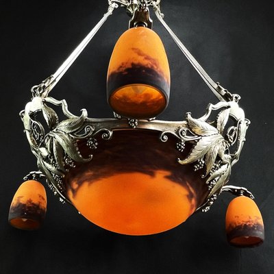 Art Deco Pate De Verre Ceiling Lamp by Degué, 1930s-JUZ-1732387