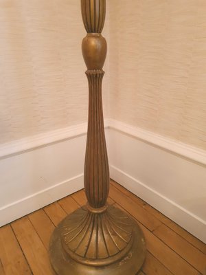 Art Deco Patinated Gold Leaf Floor Lamp in the style of Sue et Mare-AWH-1004554