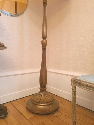 Art Deco Patinated Gold Leaf Floor Lamp in the style of Sue et Mare-AWH-1004554