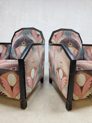 Art Deco Patterned Club Chairs, 1930s, Set of 2-BW-1407661