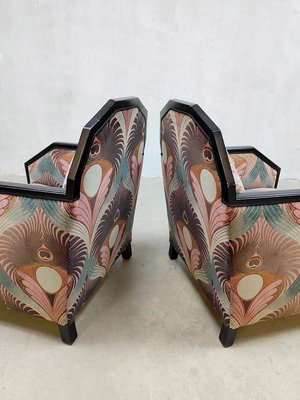 Art Deco Patterned Club Chairs, 1930s, Set of 2-BW-1407661